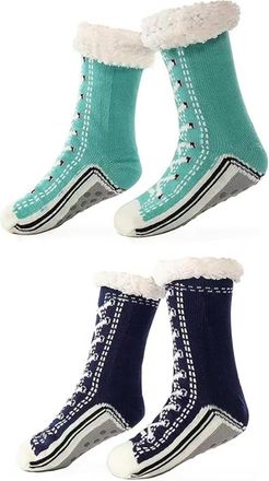 Generic Unisex Thick Cashmere Slipper Home Socks Fluffy Plush Comfy Sleeping Footwear Non-slip Grippy Boots Thermal Plush Booties (2pcs-k,One Size)