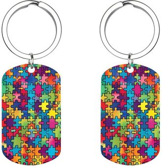 Generic Autism Awareness Puzzle Cute Keychain Fashion Car Keyring with Graphic Pendant for Wallet Backpack Bag