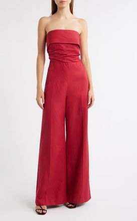Mango Foldover Strapless Jumpsuit in Red Orange at Nordstrom, Size X-Small