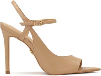 Kazar Beige sandalen met uitgesneden bovenkant - Dames - Sandalen met hakken - Beige - 37 EU - Leer - Schoenen