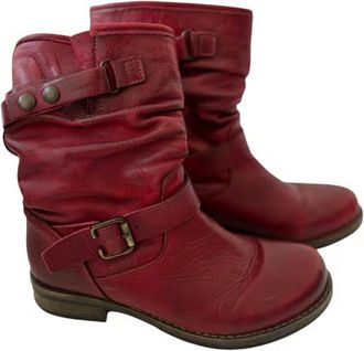 Eric Michael Womens Laguna Leather Moto Boots In Red