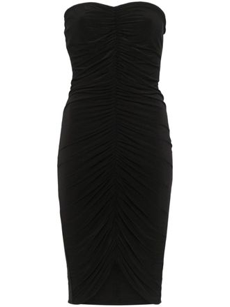 Norma Kamali strapless shirred dress - women - Spandex/Elastane/Polyester - S - Black