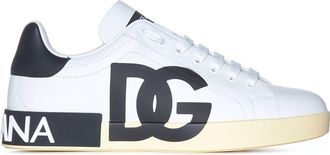 Dolce & Gabbana Portofino Nappa Sneaker With Printed Dg Logo