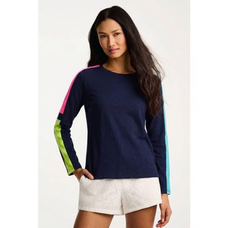 Lisa Todd Mesh On Cotton Tee in Navy Multi at Nordstrom, Size X-Small