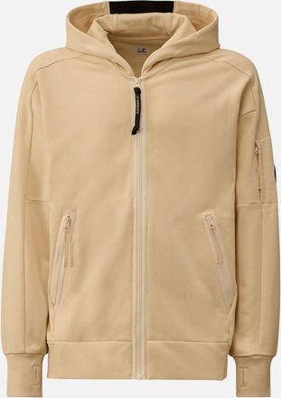 C.P. Company Mens C.P. Company Diagonal Raised Fleece Zip Up Pistachio Shell Beige Lens Hoodie - Cream - Size: 40