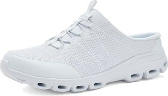 Skechers Glide Step Comfort - Mule Womens Shoes White : 5.5 B - Medium, Synthetic