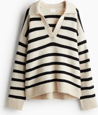 H&M Feinstrickpullover mit Kragen - Beige