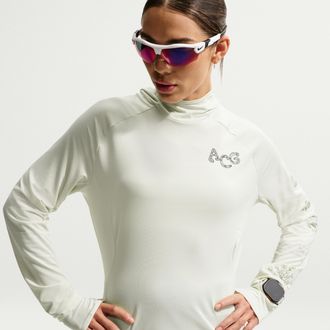 Nike Womens Nike ACG Solar Chase Dri-FIT UV Protection Hooded Trail Running Top in Green | IF1441-020