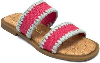 Aerosoles Centro Two-Strap Sandal in Magenta/Green Raffia Elastic at Nordstrom, Size 8.5