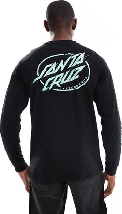 Santa Cruz T-shirt a maniche lunghe vestibilità classica nera con stampa sul retro del logo-Nero