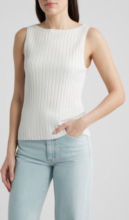 Bernardo Bateau Neck Rib Tank in Bright White at Nordstrom, Size X-Large
