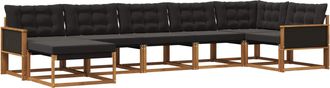 vidaXL Conjunto De Sof&aacute;s De Exterior 7 Uds. Natural Y Negro Vidaxl