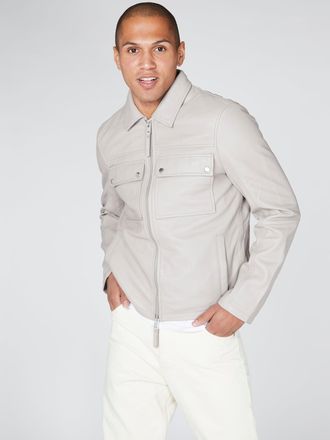 Bolongaro Trevor Mens Real Leather Double Pocket Overshirt Jacket - Brown - Size Medium