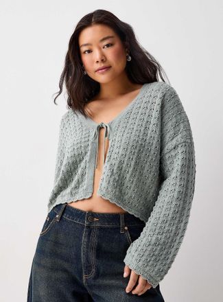 Twik Womens Openwork tie-up Cardigan Sweater