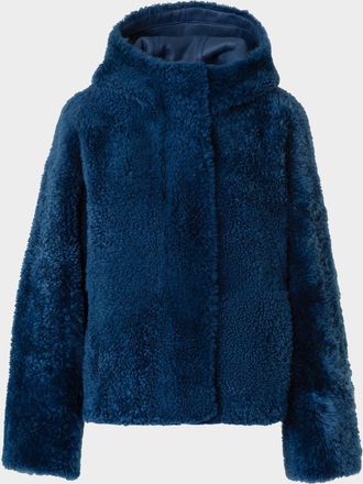 Akris Gracie Lamb Shearling Hooded Jacket