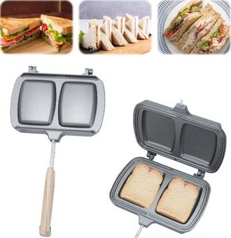 OEM Sandwichera Reversible, Sart&eacute;n De Doble Cara, Parrilla De Contacto, Tostadora De Gas Antiadherente, Plato Para S&aacute;ndwiches, Con Asa, Gris