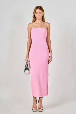 endless rose Curved Knit Midi Dress In Pink