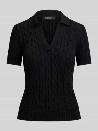 Lauren Ralph Lauren Regular Fit Poloshirt aus gewebtem Baumwoll-Mix in Black, Gr&ouml;&szlig;e XL