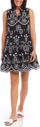 Karen Kane Eyelet Embroidered Sleeveless Tiered Cotton Dress in Black at Nordstrom, Size X-Small P