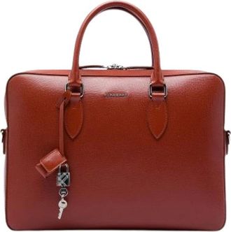 Burberry Vintage, unisex, Bruin, ONE Size, Leer, Pre-owned Business Briefcase