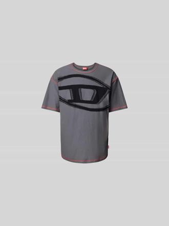 Diesel T-Shirt mit Label-Detail in Graphit, Gr&ouml;&szlig;e XL
