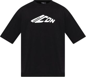 Dsquared2 Tops, Heren, Zwart, XL, Katoen, T-shirt met logo