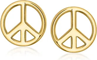 Ross-Simons Italian 10kt Yellow Gold Peace Sign Stud Earrings
