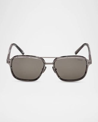 Ermenegildo Zegna Men & apos;s EZ0321 Polarized Metal Navigator Sunglasses