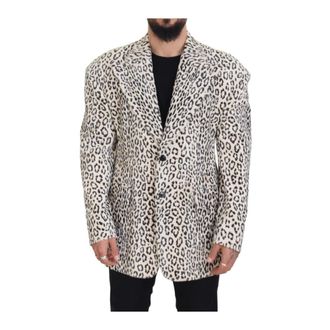 Dolce & Gabbana Jassen, Heren, Wit, L, Katoen, Elegante Witte Blazer Slim Fit