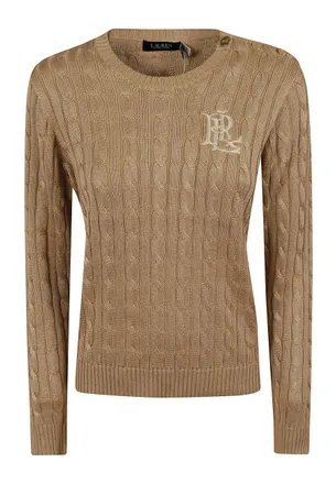 Ralph Lauren Cable-Knit Cotton Button-Placket Sweater