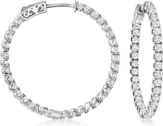 Ross-Simons CZ Inside-Outside Hoop Earrings in Sterling Silver
