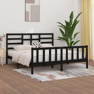 vidaXL Vidaxl - Estructura De Cama De Madera Maciza De Pino Negra 200x200 Cm