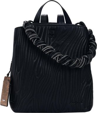 Desigual Mini Wave Embroidered Convertible Backpack in Black at Nordstrom