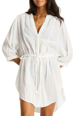 Sea Level Australia Boho Cover-Up Shirt in White at Nordstrom, Size Small
