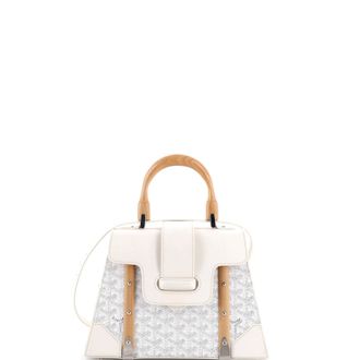 Goyard Saigon Top Handle Bag Coated Canvas with Leather PM