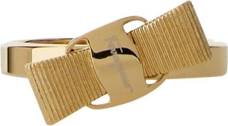 Ferragamo Gold-Tone Bow Design Ring With Polished Center