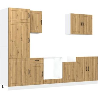 vidaXL Vidaxl - Mueble De Cocina Lucca 7 Piezas Artesanal Roble