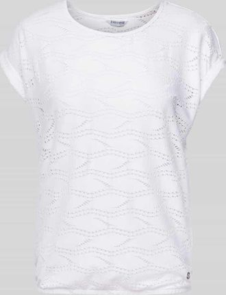 Zabaione T-Shirt mit Lochmuster in Weiss, Gr&ouml;&szlig;e XL