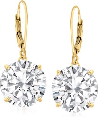 Ross-Simons CZ Drop Earrings in 14kt Yellow Gold