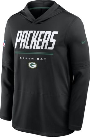 Nike Green Bay Packers Sideline Nike Mens Dri-FIT NFL Long-Sleeve Hooded Top in Black | 03B901UV7T-TG4