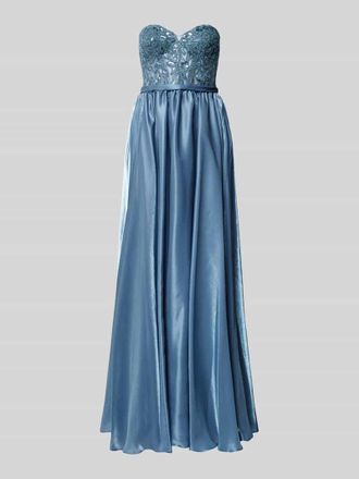Unique Tailliertes Abendkleid mit Raffungen in Bleu, Gr&ouml;&szlig;e 36