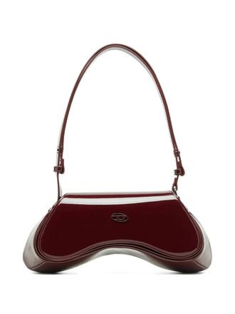 Diesel asymmetric plaque shoulder bag - Red