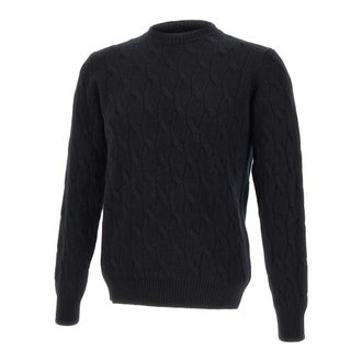 FILIPPO DE LAURENTIIS Round-neck Knitwear, male, Black, Size: XL Crewneck Sweater
