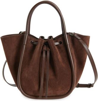Proenza Schouler Small Ruched Suede Tote in Chocolate at Nordstrom