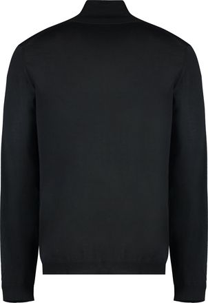 Roberto Collina Mens Turtleneck Wool Pullover Black Merinos Sweater