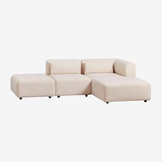 Sklum Sklum - Sof&aacute; Modular Chaise Longue Derecho De 2 Piezas Con Puff Fogler