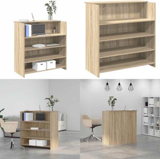 vidaXL Scrivania per Reception Rovere Sonoma 100x50x103,5 cm in Legno Massello - Scrivania in legno - Scrivania da ufficio