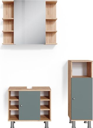 Vicco Conjunto De Muebles De Ba&ntilde;o Fynn, Verde, 3 Piezas, Con Mueble Alto