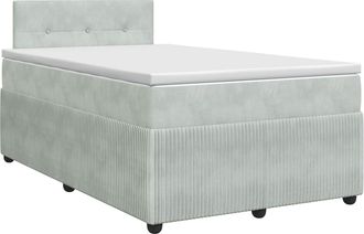 vidaXL Cama Box Spring Con Colch&oacute;n Gris Claro 120 X 190 Cm Terciopelo Vidaxl