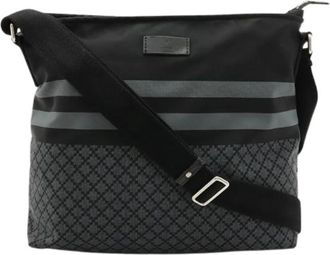 Gucci Pre-owned Diamante Nylon Leder Schoudertas - Dames - Vintage Schoudertas - Zwart - ONE Size - Nylon - Vintage